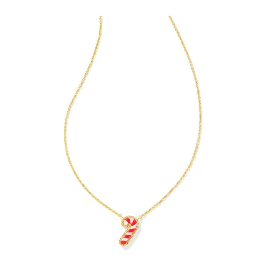 Kendra Scott Gold Candy Cane Necklace in Ivory Mother of Pearl