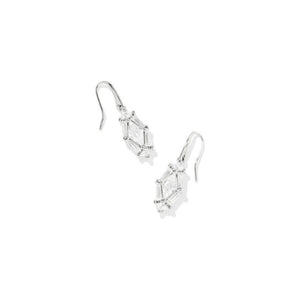 Kendra Scott Lindy Rae Silver Drop Earrings in White Crystal