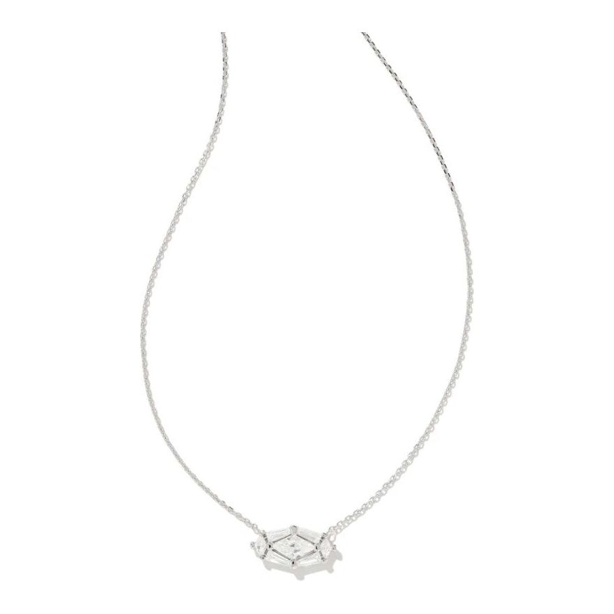 Kendra Scott Lindy Rae Elisa Silver Pendant Necklace in White Crystal