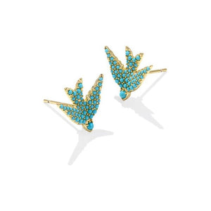 Kendra Scott Melody Bird Stud Earrings in Teal Crystal