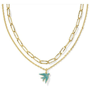 Kendra Scott Melody Bird Multi Strand Necklace in Teal Crystal