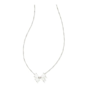 Kendra Scott Silver Blair Bow Pendant Necklace in Iridescent Drusy