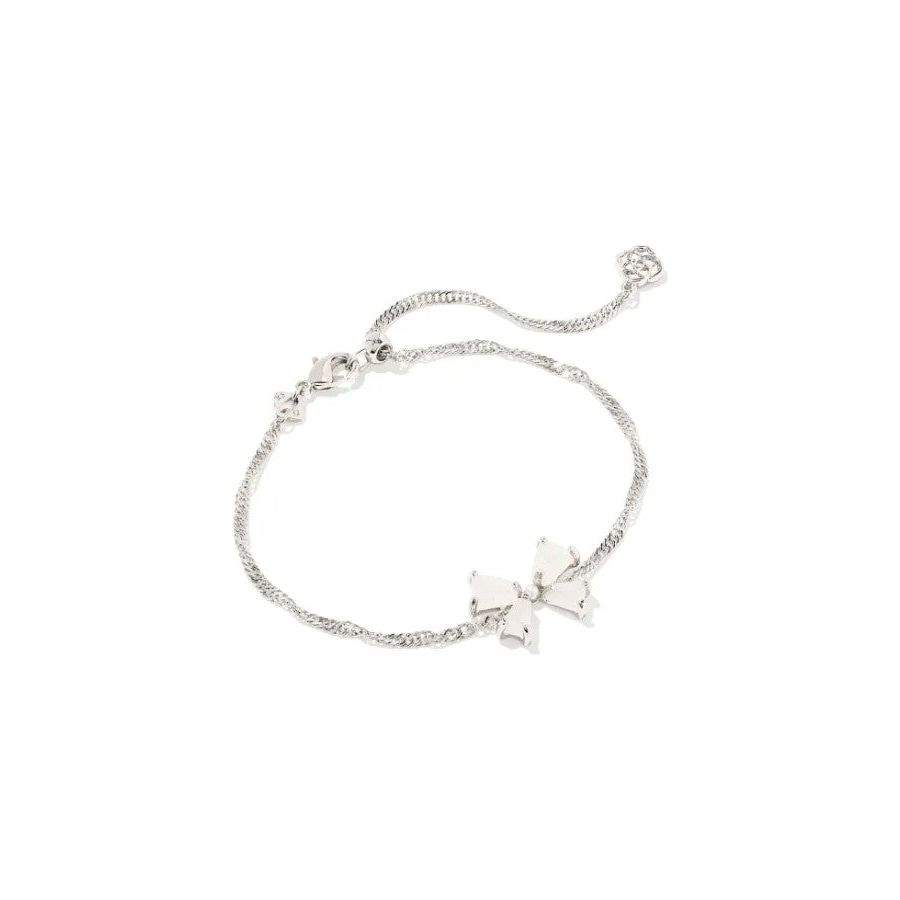 Kendra Scott Silver Blair Bow Bracelet in Iridescent Drusy