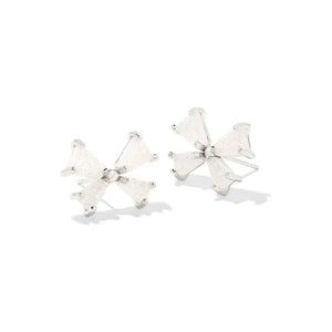 Kendra Scott Silver Blair Bow Stud Earrings in Iridescent Drusy