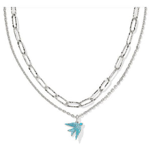 Kendra Scott Melody Bird Multi Strand Necklace in Teal Crystal