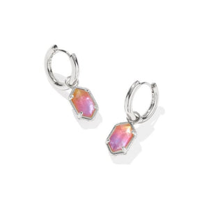 Kendra Scott Hallie Silver Convertible Huggie Earrings in Sunrise Watercolor Illusion