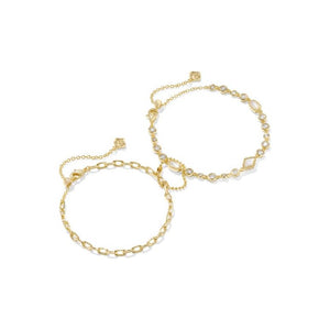 Kendra Scott Gold Mini Elisa Abbie Bracelet Set in White Crystal