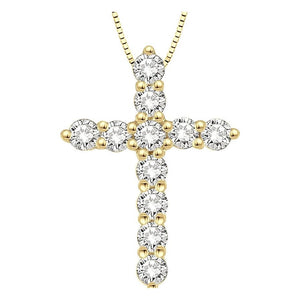 14K Yellow Gold Cross Diamond Pendant