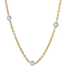 Load image into Gallery viewer, 14K Yellow &amp; White Gold Bezel 1 1/2cttw Diamond Station Necklace
