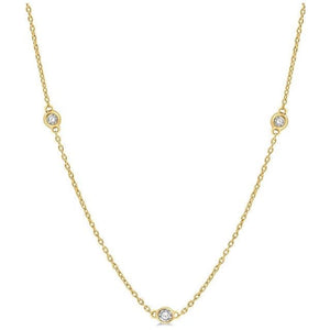 14K Yellow Gold Bezel 1/4cttw Diamond Station Necklace