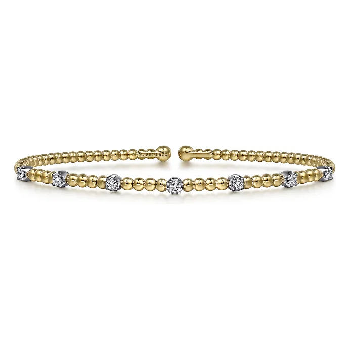 Gabriel 14K Two-Tone  Bujukan Beaded Diamond Station Bracelet