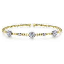 Load image into Gallery viewer, Gabriel 14K White-Yellow Gold Bujukan Beaded Diamond Cluster Station Bracelet
