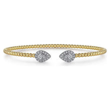 Load image into Gallery viewer, Gabriel 14K White-Yellow Gold Diamond Bujukan Pear Shape Split Cuff Bracelet
