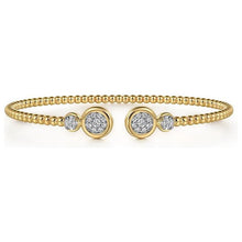 Load image into Gallery viewer, Gabriel 14K White-Yellow Gold Diamond Bujukan Bezel Cluster Cuff Bracelet
