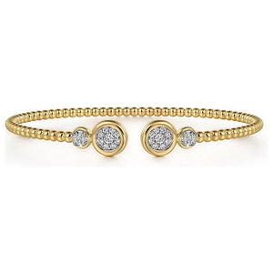 Gabriel 14K White-Yellow Gold Diamond Bujukan Bezel Cluster Cuff Bracelet