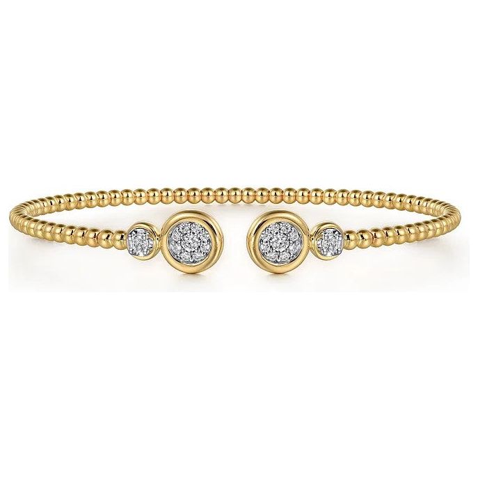 Gabriel 14K White-Yellow Gold Diamond Bujukan Bezel Cluster Cuff Bracelet