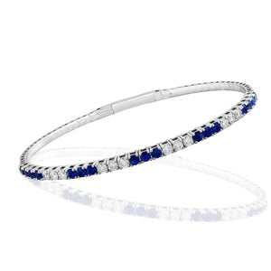 18K White Gold Diamond & Sapphire Flexi Bracelet