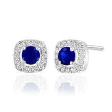 Load image into Gallery viewer, 14K White Gold Cushion Halo Gemstone Stud Earrings
