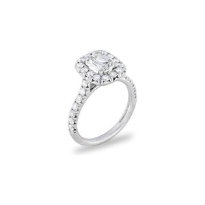 14k White Gold Cushion Diamond Criss-Cut Halo Engagement Ring