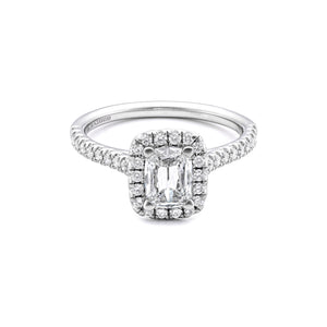 14k White Gold Cushion Diamond Criss-Cut Halo Engagement Ring