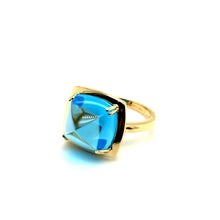 Load image into Gallery viewer, 18K Yellow Gold Blue Topaz Sugar Loaf Ring

