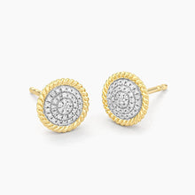 Load image into Gallery viewer, Ella Stein 14k Yellow Gold Circle Rope Diamond Studs Earrings

