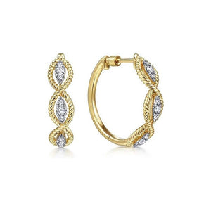 Gabriel 14K Yellow Gold Diamond Twisted Layer Hoops