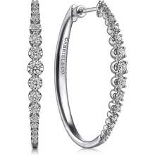 Load image into Gallery viewer, Gabriel 14K White Gold 40mm Diamond Oval Hoop Earrings
