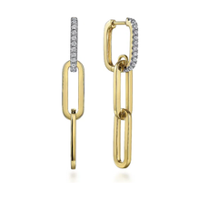 Load image into Gallery viewer, Gabriel 14K Yellow Gold Hollow Diamond Link Chain Earrings
