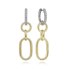 Load image into Gallery viewer, Gabriel 14K Yellow Gold Hollow Diamond Chain Drop Earrings
