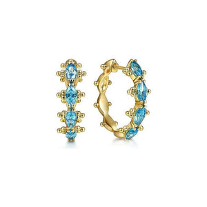 Gabriel 14K Yellow Gold Blue Topaz Hoop Earrings