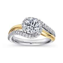 Load image into Gallery viewer, Gabriel &quot;Everly&quot; 14K White-Yellow Gold Round Halo Diamond Engagement Ring
