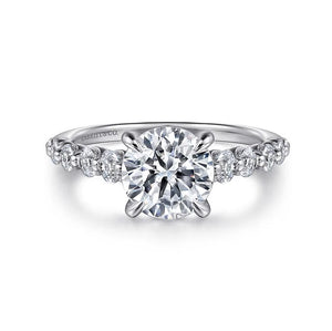 Gabriel "Emberlie" 14K White Gold Graduated Shared Prong Engagement Ring