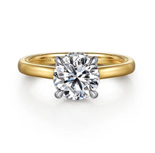 Load image into Gallery viewer, Gabriel &quot; Sandi&quot; 14K White-Yellow Gold Solitaire Diamond Collar Engagement Ring
