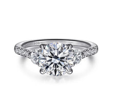 Load image into Gallery viewer, Gabriel 14K White Gold &quot;Moon&quot; Three Stone Diamond Engagement Ring
