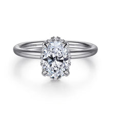 Load image into Gallery viewer, Gabriel &quot;Seattle&quot; 14K White Gold Oval Hidden Halo Diamond Engagement Ring
