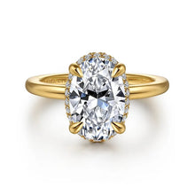 Load image into Gallery viewer, Gabriel &quot; Bonnie&quot; 14K Yellow Gold Hidden Halo Oval Engagement Ring
