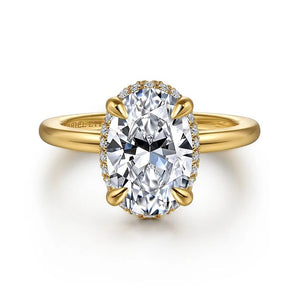 Gabriel " Bonnie" 14K Yellow Gold Hidden Halo Oval Engagement Ring