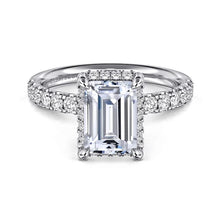 Load image into Gallery viewer, Gabriel &quot;Talisa&quot; 14K White Gold Hidden Halo Pave Diamond Engagement Ring
