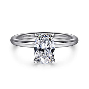 Gabriel "Tiana" 14K White Gold Oval Solitaire Engagement Ring