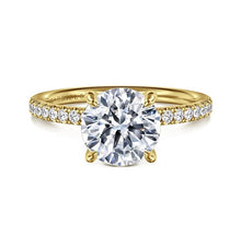 Load image into Gallery viewer, Gabriel &quot;Twain&quot; 14K Yellow Gold Round Pave Diamond Engagement Ring
