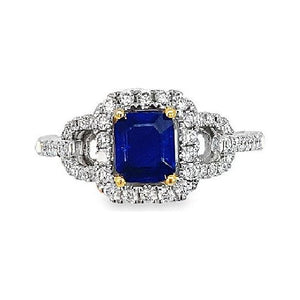 Platinum & 18K Sapphire & Diamond Link Halo Ring
