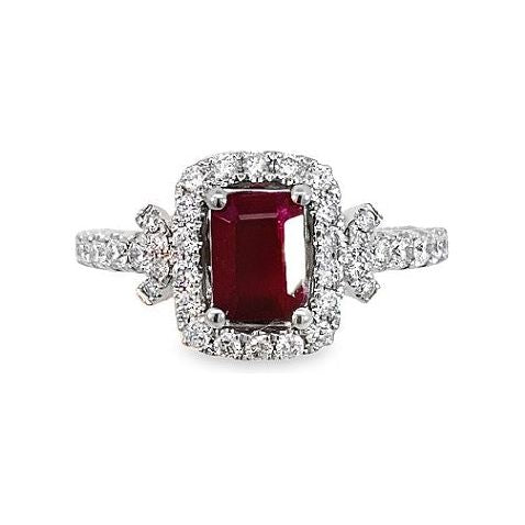 14K White Gold Ruby & Diamond Accent Ring