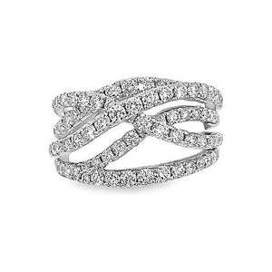 14K White Gold Diamond Wide Fashion Ring