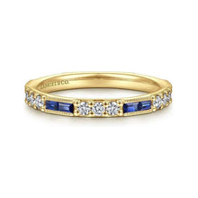 Load image into Gallery viewer, Gabriel 14K Yellow Gold Diamond &amp; Sapphire Stackable Ring
