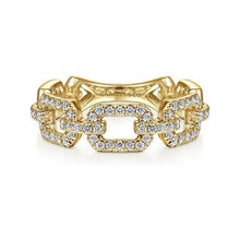 Load image into Gallery viewer, Gabriel 14K Yellow Gold Pave Diamond Link Ring
