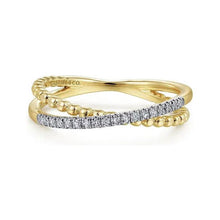 Load image into Gallery viewer, Gabriel 14K Yellow Gold Bujukan Criss Cross Diamond Ring
