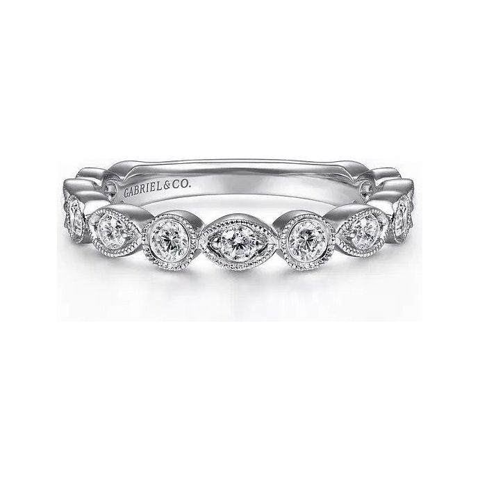 Gabriel 14K White Gold Diamond Geometric Stackable Ring