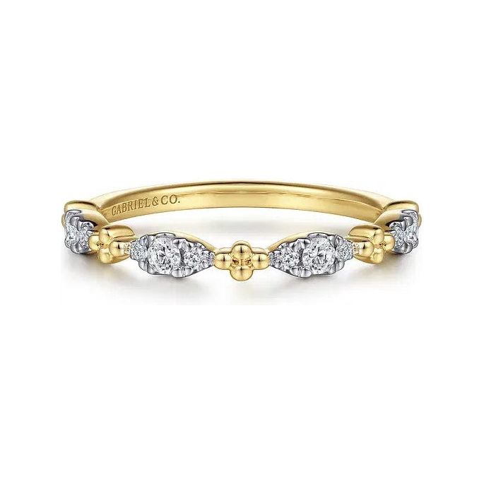 Gabriel 14K Yellow Gold Diamond Marquise Shape Stackable Ring