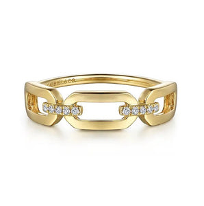 Gabriel 14K Yellow Gold Diamond 3 Link Ring